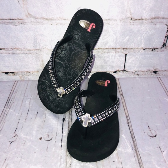 Justin Boots Shoes - Justin boots bling cross flip flops 7 women’s